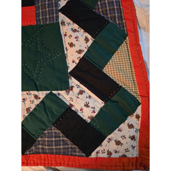 Vintage Handmade Halloween Quilt Throw Blanket Scarecrow Pumpkin Fall Farmhouse - Picture 7 of 13